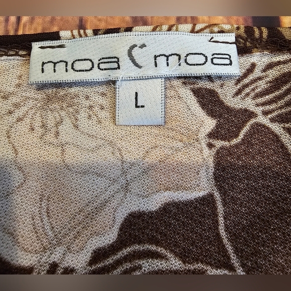 Moa Moa Size Large Vintage Made In USA Chocolate Floral Faux Wrap Fitted Top 90s - Picture 6 of 9